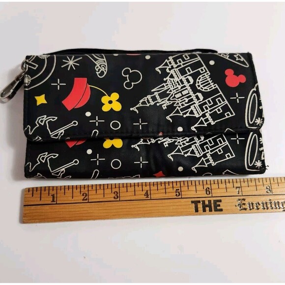 Disney Park Trifold Wallet/Wristlet Black W Mickey Mouse Castle - Picture 14 of 15